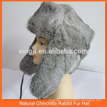Russian style natural grey rabbit fur hat